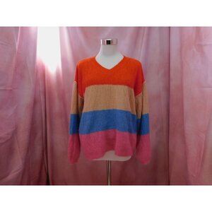 Newbury Kustom Colorblock Striped Sweater Women S V Neck Multicolor